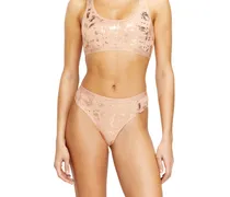 String-Tanga aus Stretch-Baumwolle mit Metallic-Effekt - Strings - Damen - Rosa