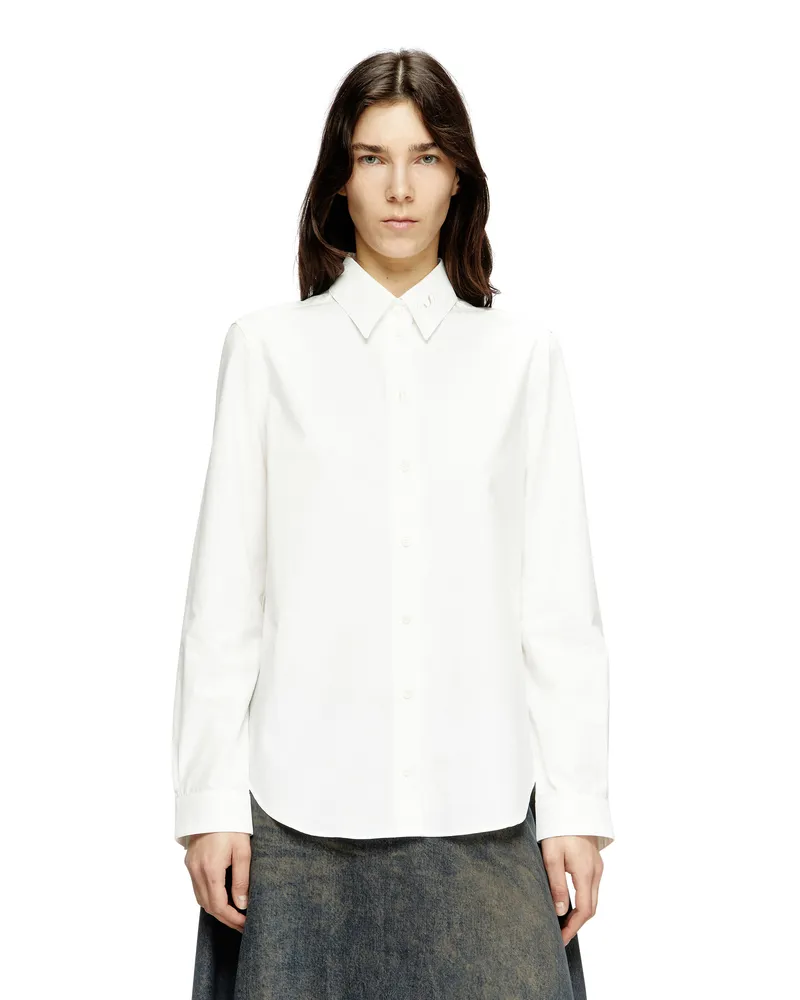 Diesel Hemd aus Popeline mit Oval D - Hemden - Damen - Weiss Weiss