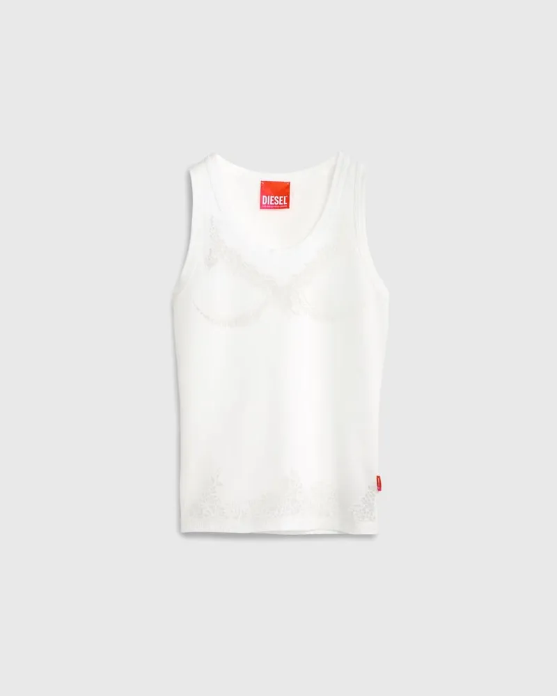 Diesel Tanktop mit devoré-Spitze-Effekt - T-Shirts - Damen - Weiss Weiss