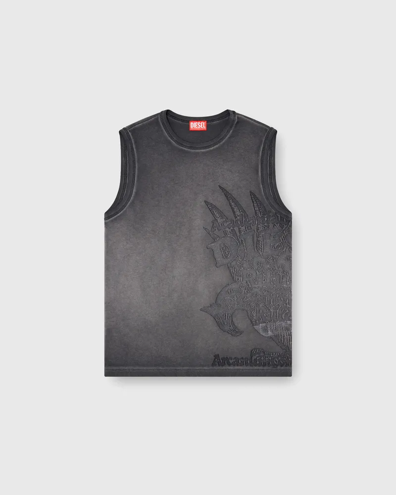 Diesel Ärmelloses Jersey-Top mit geprägten Grafiken - T-Shirts - Herren - Grau Grau