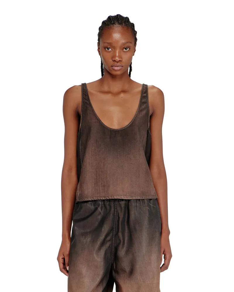 Diesel Tanktop aus fließendem, beschichtetem Denim - Oberteile - Damen - Braun Braun