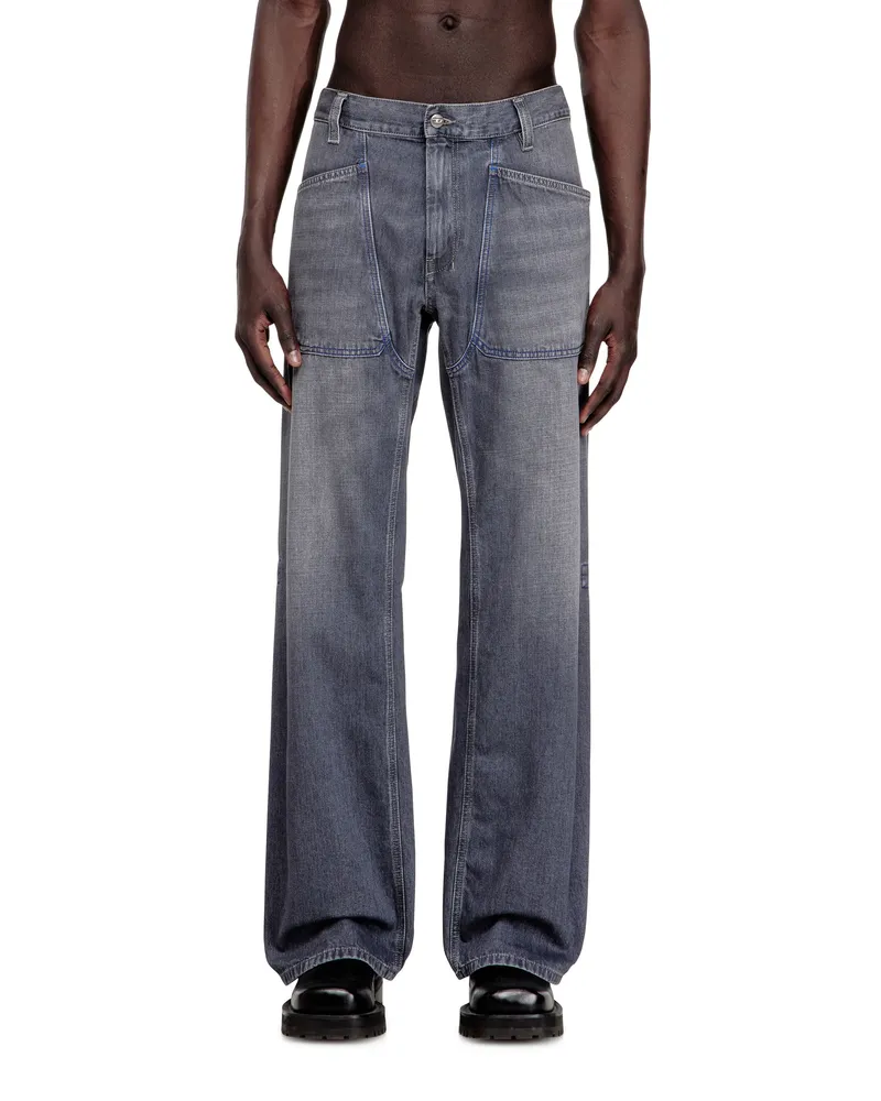 Diesel Relaxed Jeans Regular Waist D-Zeta, Grau, Reißverschluss Grau