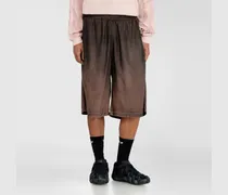 Lockere Bermudashorts aus fließendem, beschichtetem Denim - Denim Kurze Hose - Unisex - Braun