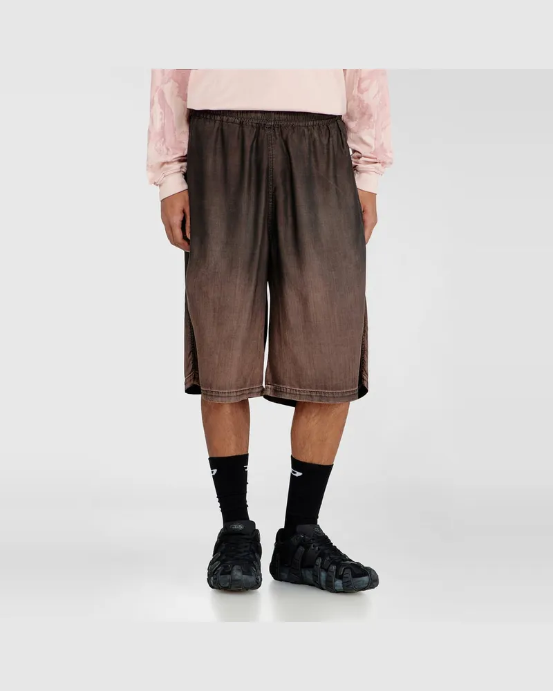Diesel Lockere Bermudashorts aus fließendem, beschichtetem Denim - Denim Kurze Hose - Unisex - Braun Braun