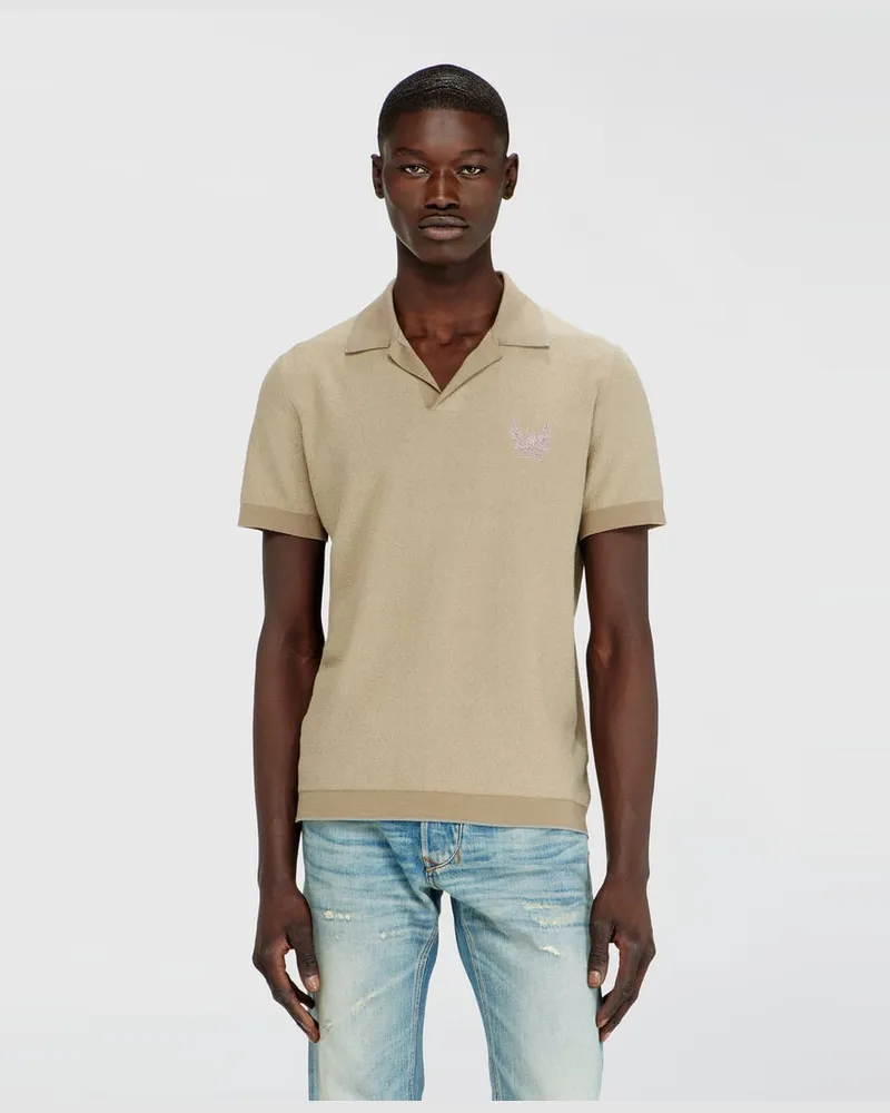Diesel Poloshirt aus Bouclé-Strick mit Phoenix-Logo - T-Shirts - Herren - Beige Beige