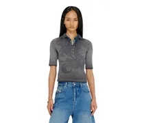 Slim-Poloshirt mit dévoré-Print - Polohemden - Damen - Grau