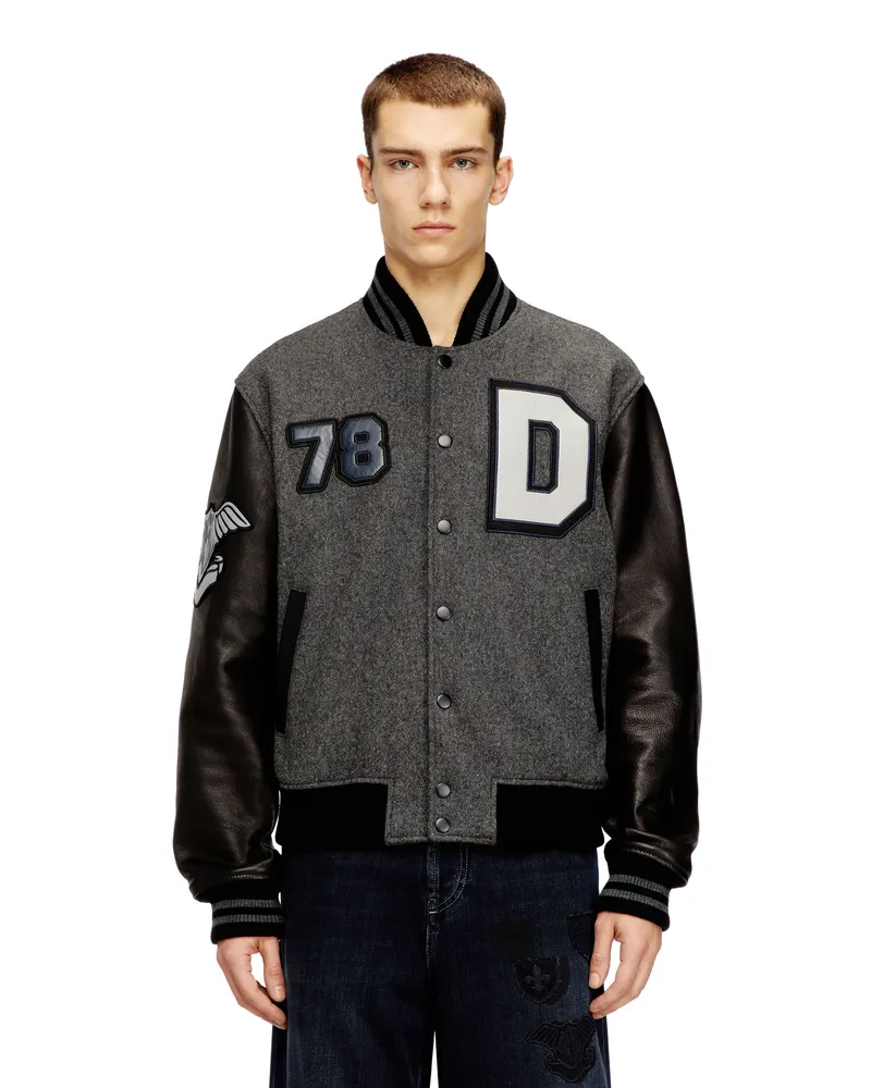 Diesel Varsity-Jacke aus Wolle und Leder - Lederjacken - Herren - Bunt Bunt