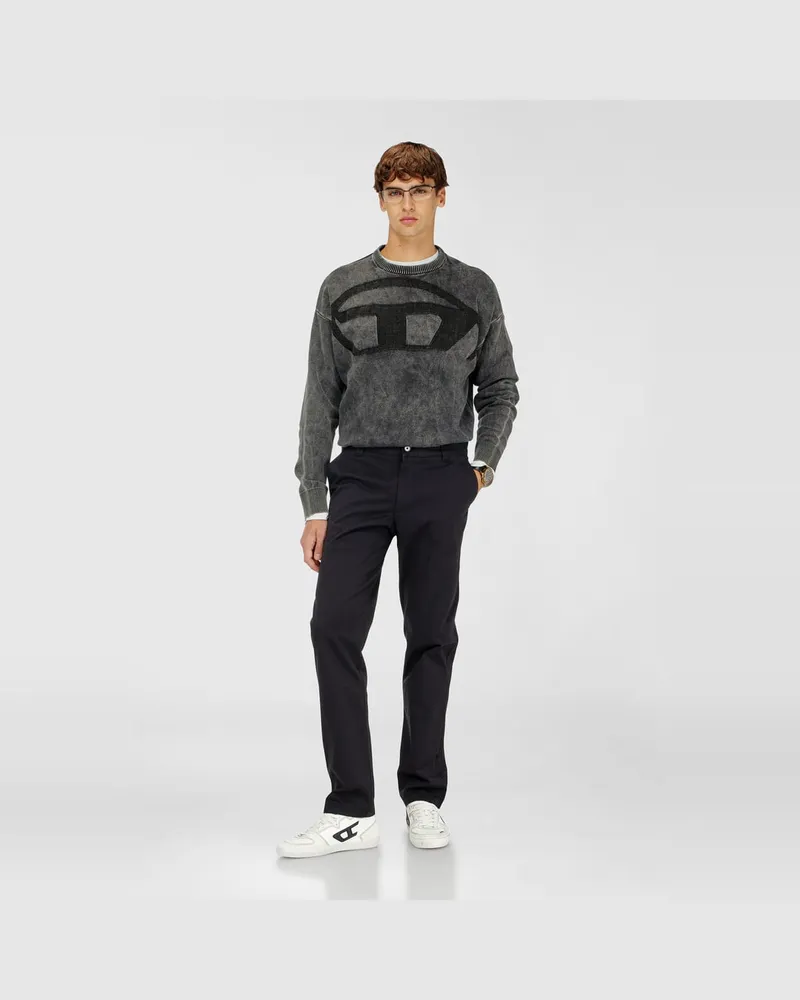 Diesel Pullover mit Denim-Effekt und Oval D Logo - Strickwaren - Herren - Schwarz Schwarz