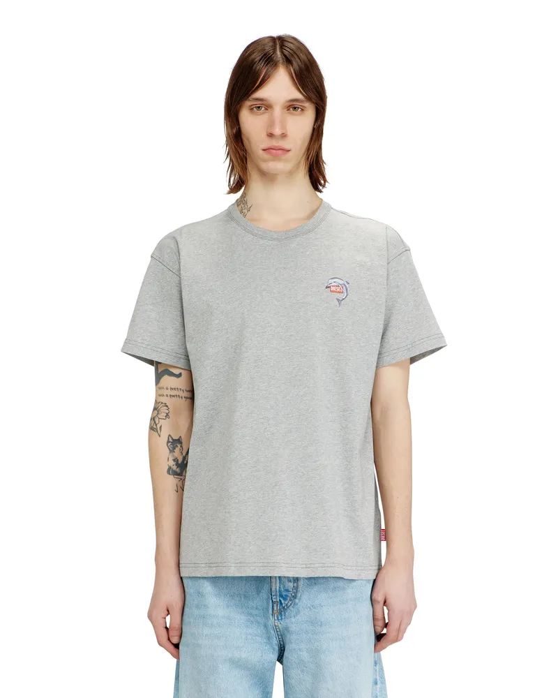 Diesel T-Shirt mit Delfin- und Logo-Print - T-Shirts - Herren - Grau Grau