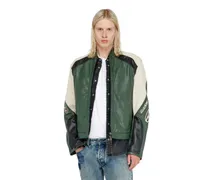 Bikerjacke aus perforiertem Colour-Block-Leder - Lederjacken - Herren - Bunt