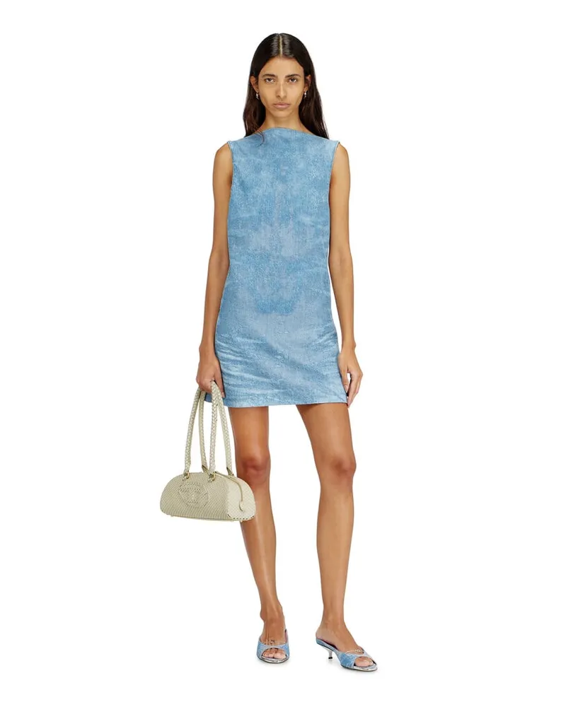 Diesel Kurzes Kleid aus Satin-Denim - Kleider - Damen - Blau Blau