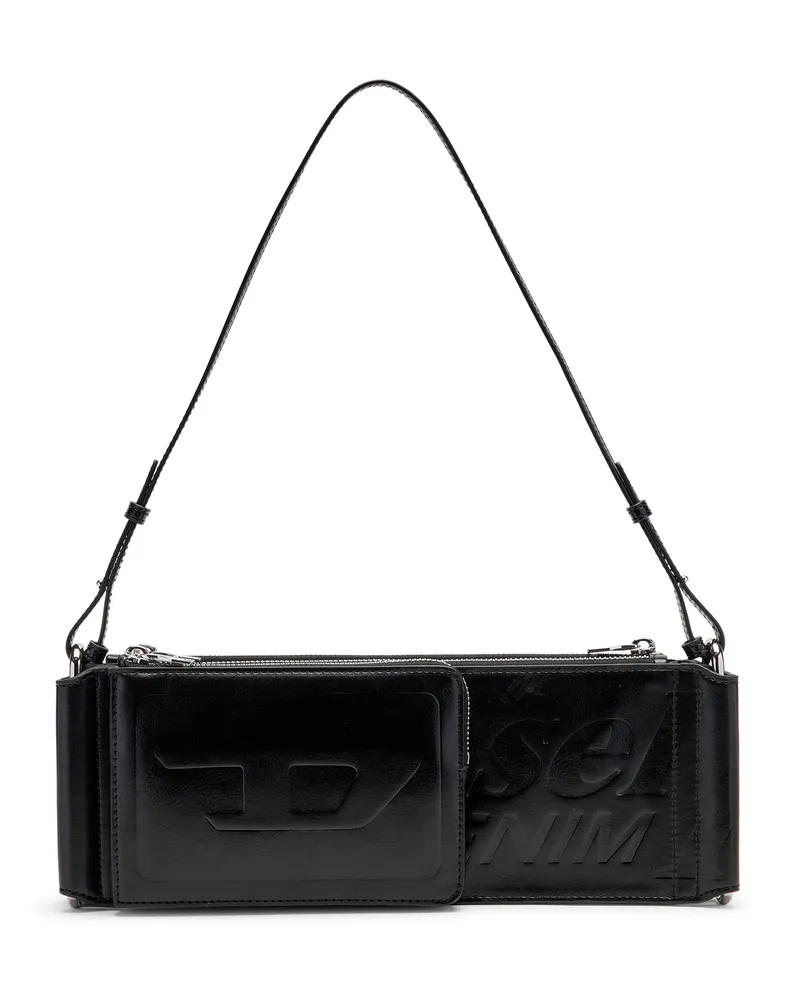 Diesel Flag-D-Modular Schultertasche mit geprägtem Logo - Schultertaschen - Unisex - Schwarz Schwarz