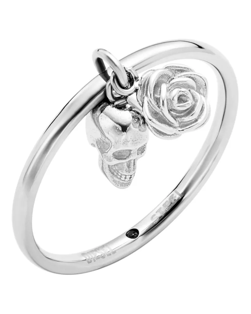Diesel Edelstahlring mit Totenkopf-Charm - Ringe - Unisex - Silber Silber