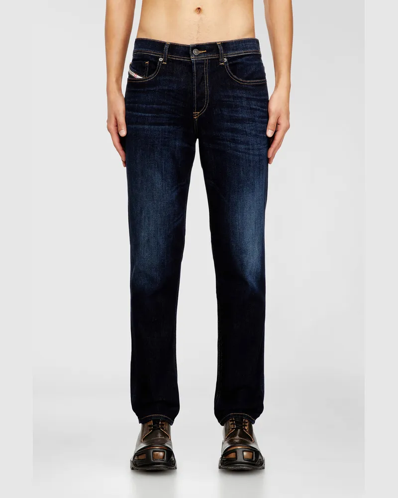 Diesel Regular Jeans Regular Waist 2023 D-Finitive, Dunkelblau, Knopfverschluss Blau