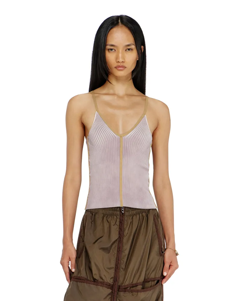 Diesel Rippstrick-Cami-Top mit kontrastierenden Bändern - T-Shirts - Damen - Violett Violett