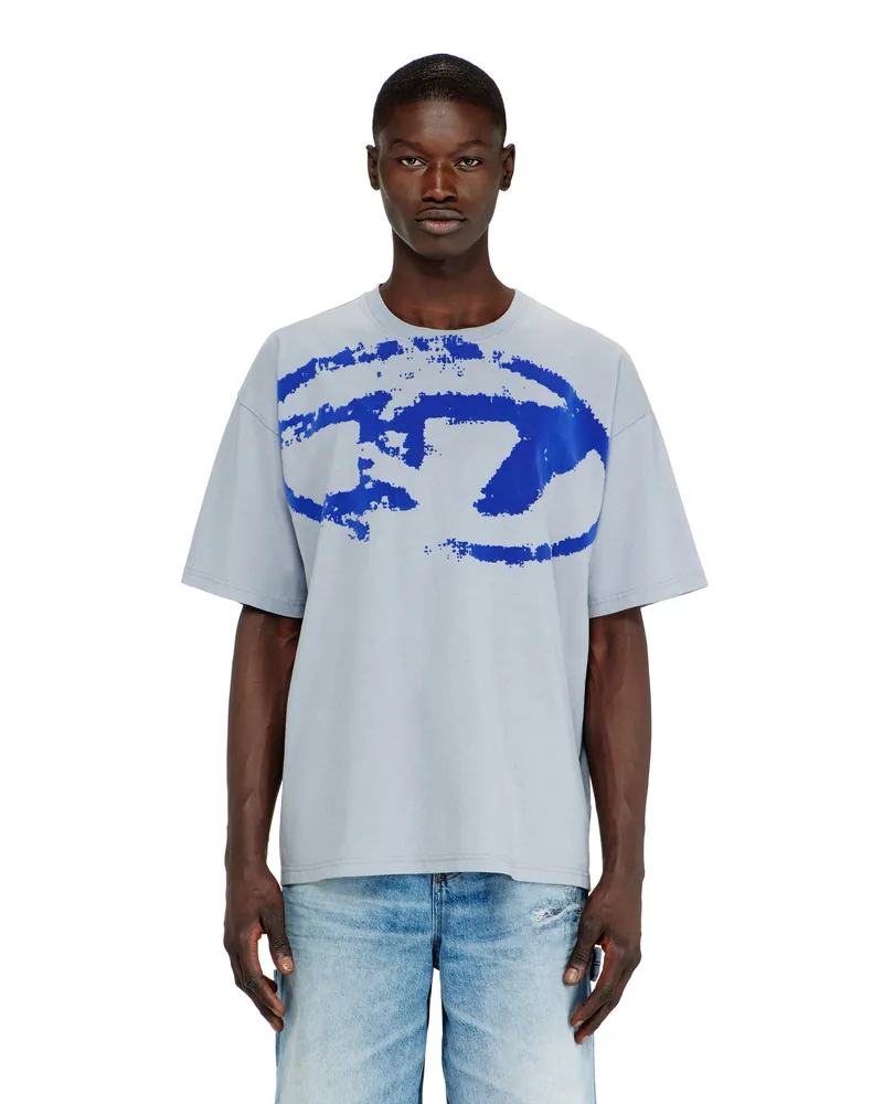 Diesel T-Shirt mit beflocktem Distressed-Logo - T-Shirts - Herren - Blau Blau