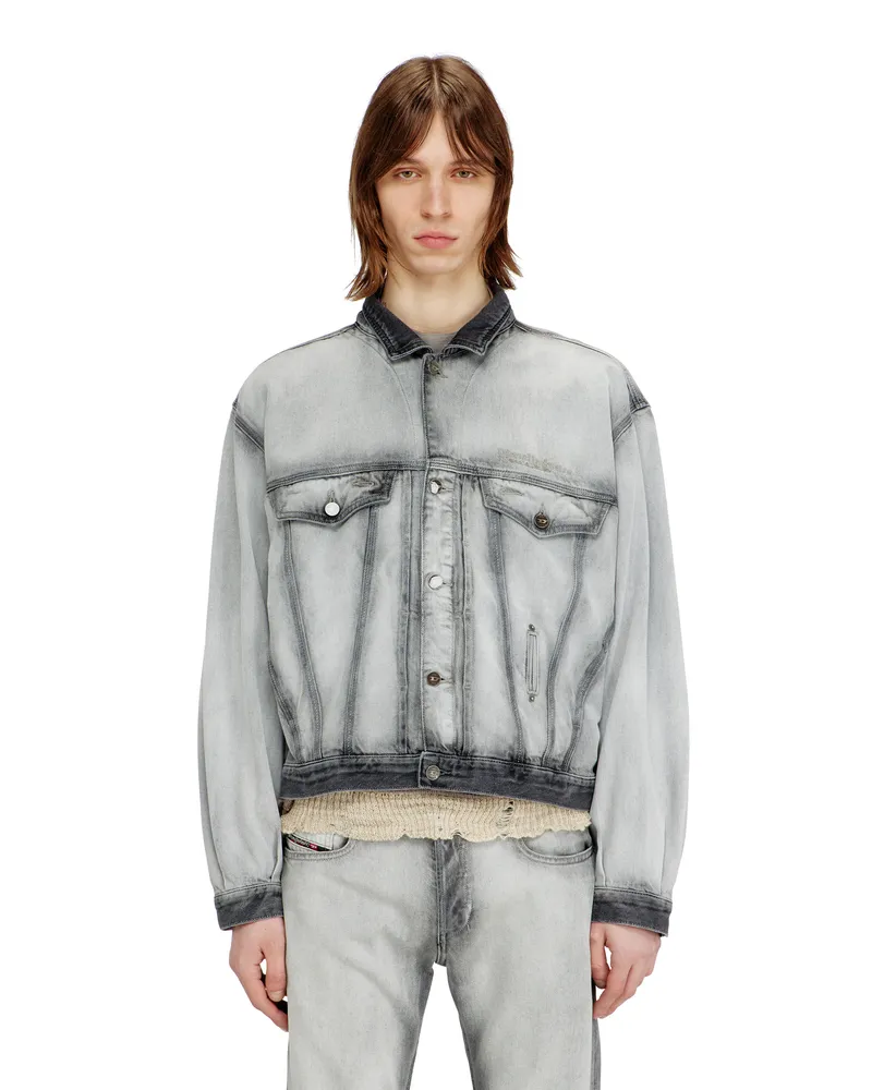 Diesel Trucker-Jacke aus Soft-Skeleton-Denim - Denim jacken - Unisex - Grau Grau