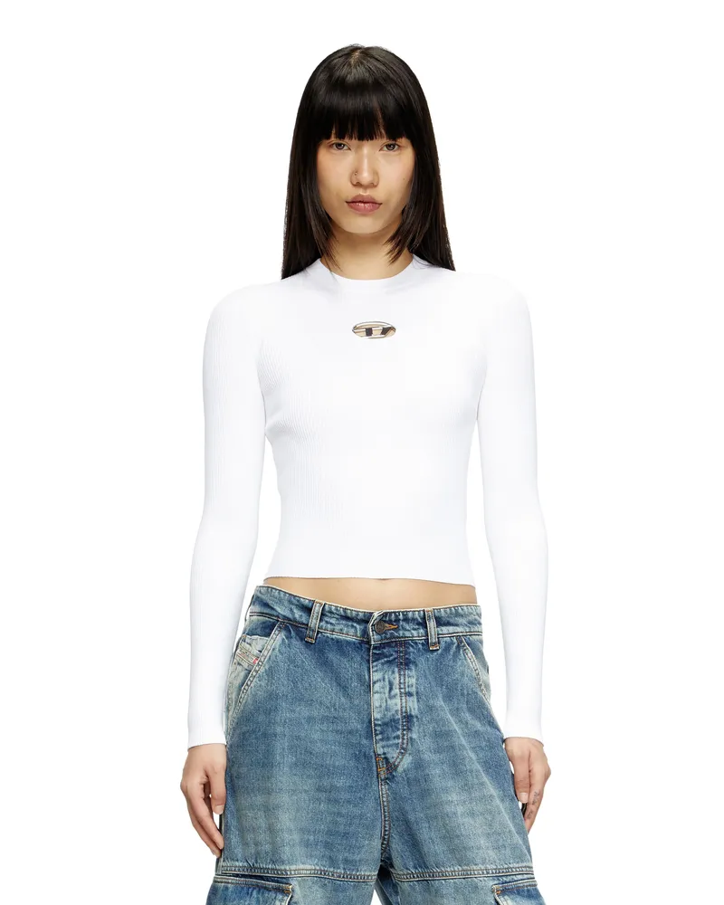 Diesel Rippstrick-Top aus einer Viskosemischung mit Oval D - Oberteile - Damen - Weiss Weiss