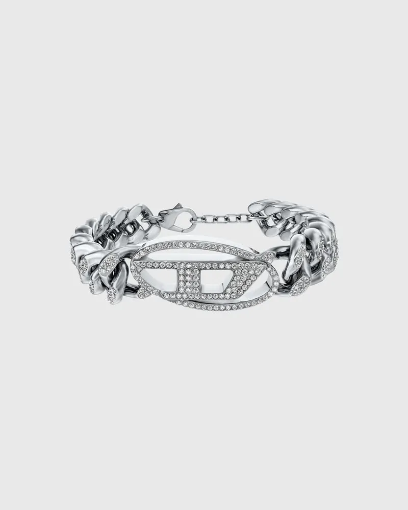 Diesel Oval D glitz-Armband aus Edelstahl mit Kettengliedern - Armbänder - Unisex - Silber Silber