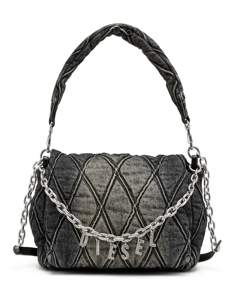 Diesel Charm-D M-Schultertasche aus Steppdenim - Schultertaschen - Damen - Schwarz Schwarz