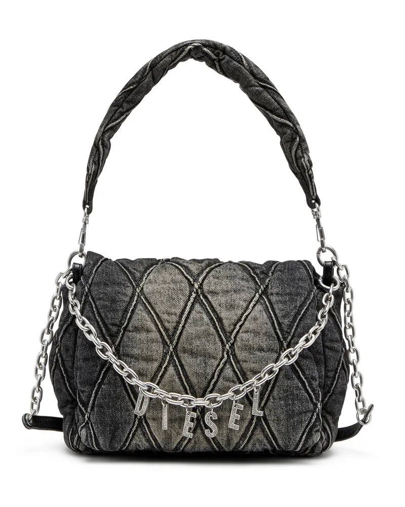Diesel Charm-D M-Schultertasche aus Steppdenim - Schultertaschen - Damen - Schwarz Schwarz