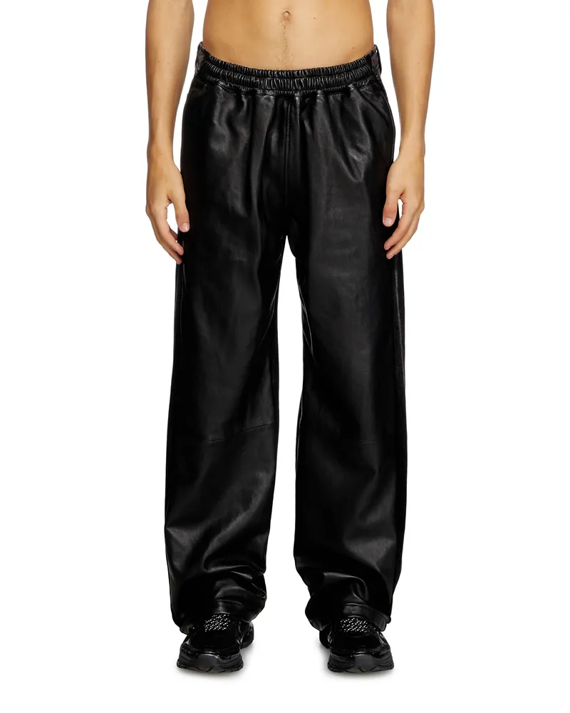Diesel Hybride Hose aus Denim und Leder - Hosen - Herren - Schwarz Schwarz