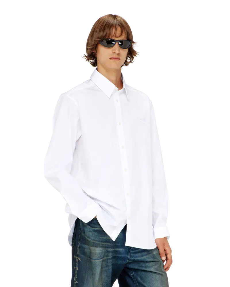 Diesel Stretch-Popeline-Hemd mit Stickerei - Hemden - Herren - Weiss Weiss