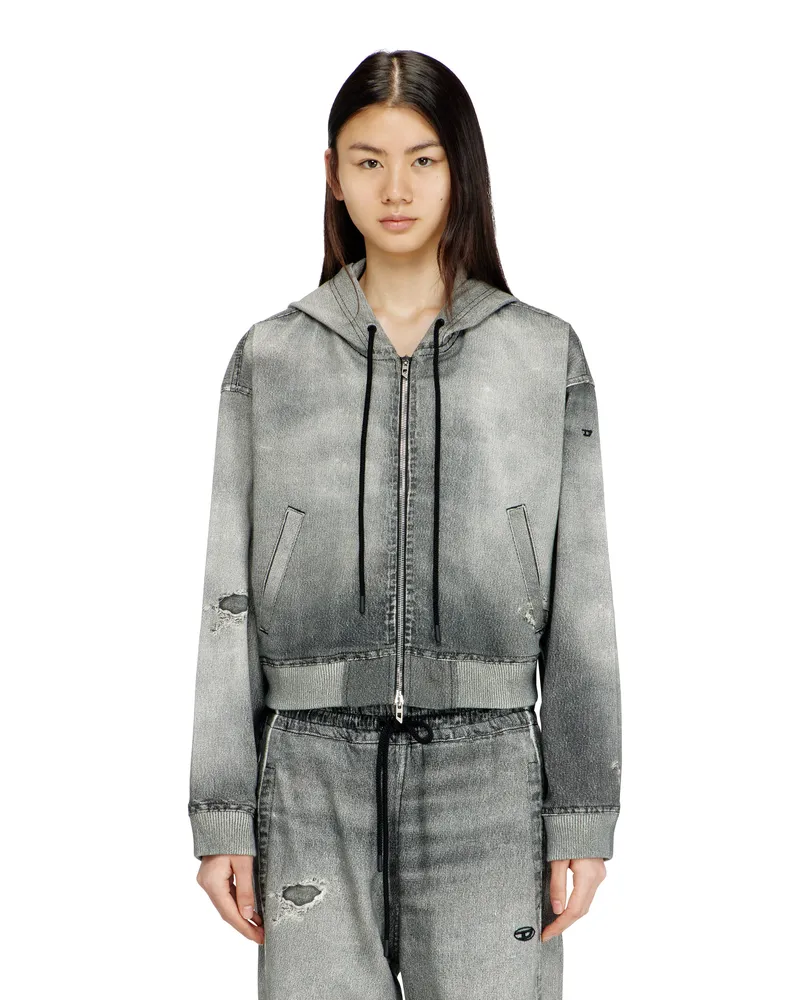 Diesel Zip-up Hoodie aus Trompe-l'ail JoggJeans - Sweatshirts - Damen - Grau Grau