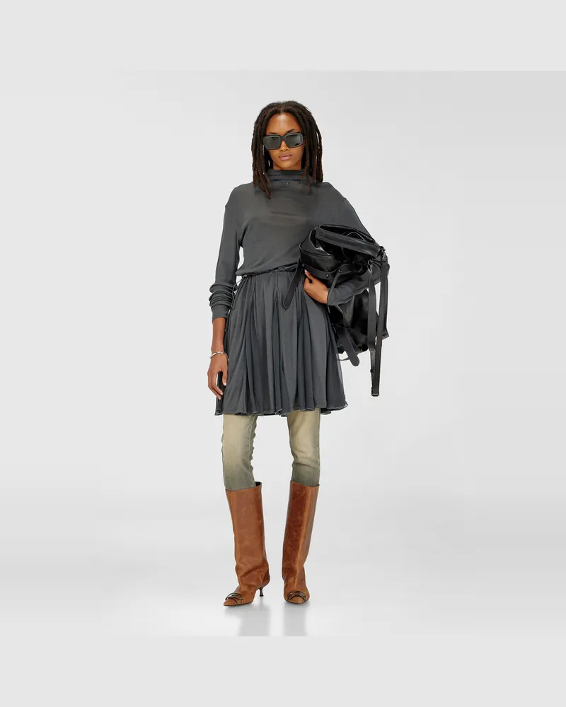 Diesel Rollkragen-Minikleid aus Jersey und Chiffon - Kleider - Damen - Grau Grau