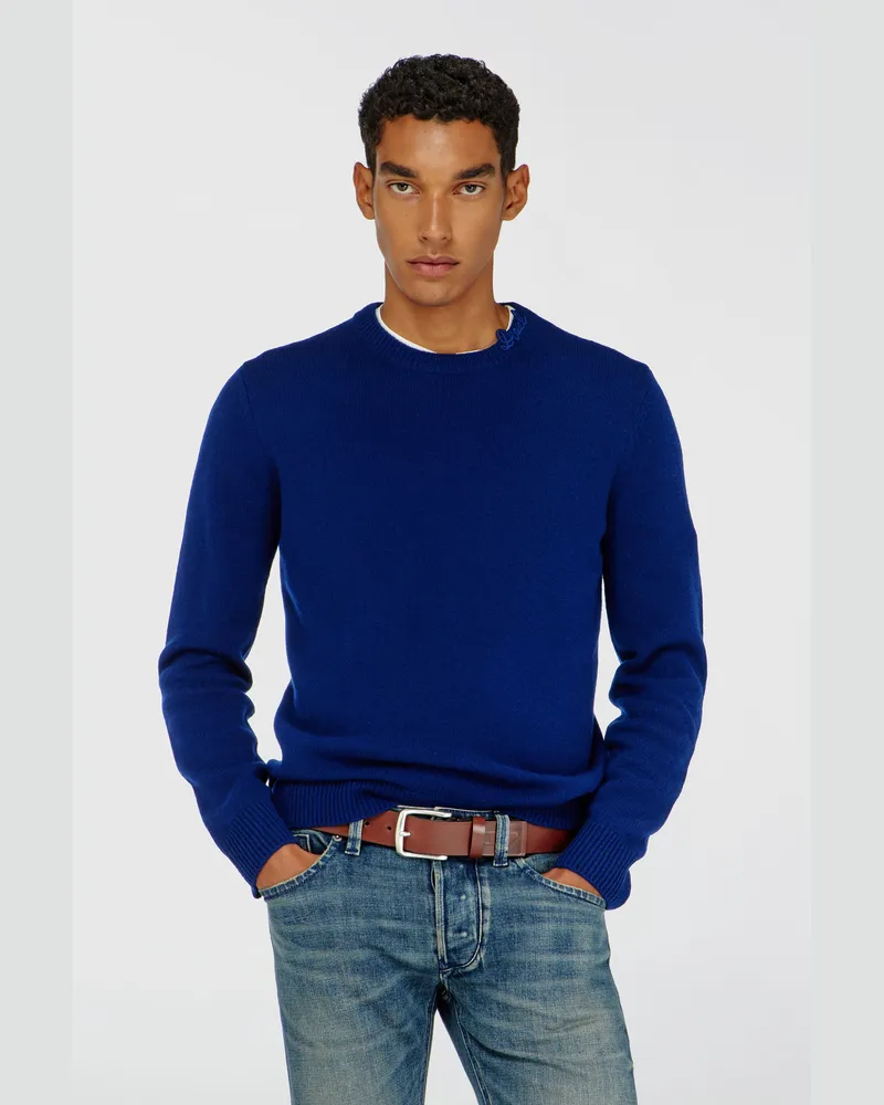 Diesel Wollpullover mit Logo am Kragen - Strickwaren - Herren - Blau Blau