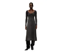 Midikleid aus verblasstem Rippstrick-Jersey - Kleider - Damen - Grau