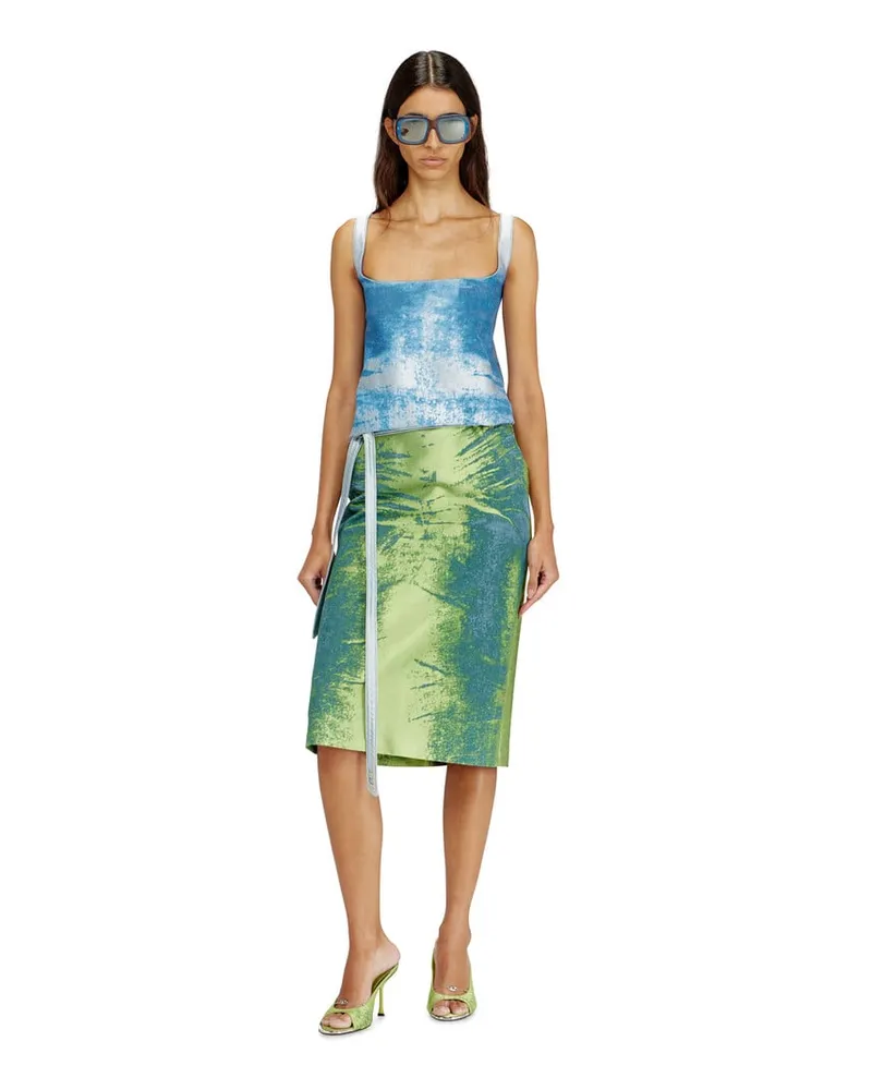 Diesel Schürzenkleid mit offenem Rücken aus farbigem Satindenim - Kleider - Damen - Bunt Bunt