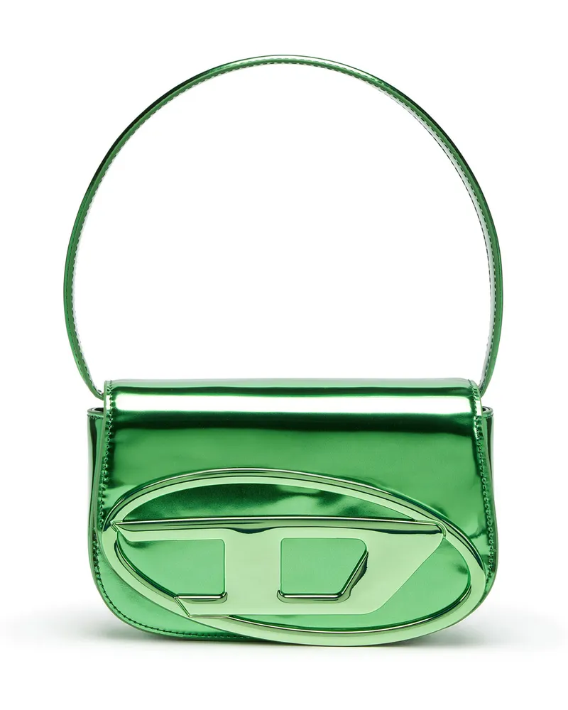 Diesel 1DR-Ikonische Schultertasche aus Spiegel-Leder - Schultertaschen - Damen - Grün Grün