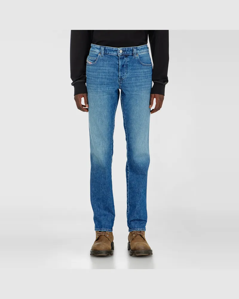 Diesel Slim Jeans Regular Waist 1993 D-Vyl, Mittelblau, Knopfverschluss Blau