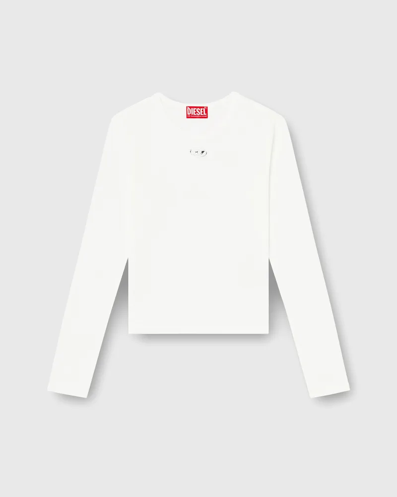 Diesel Baumwollpullover mit Oval-D-Logo - T-Shirts - Damen - Weiss Weiss