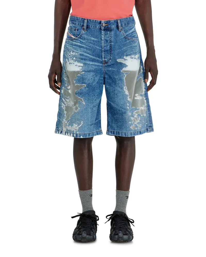 Diesel Shorts aus devoré-denim - Denim Kurze Hose - Unisex - Blau Blau