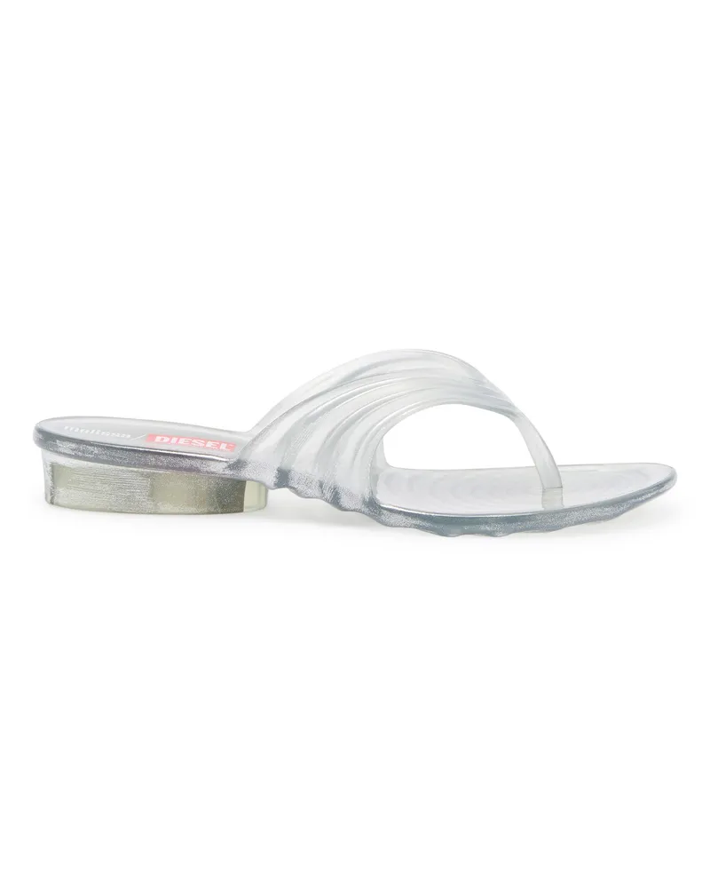 Diesel Künstlerisch gestaltete Flip-Flops aus Melflex - Sandalen - Damen - Silber Silber