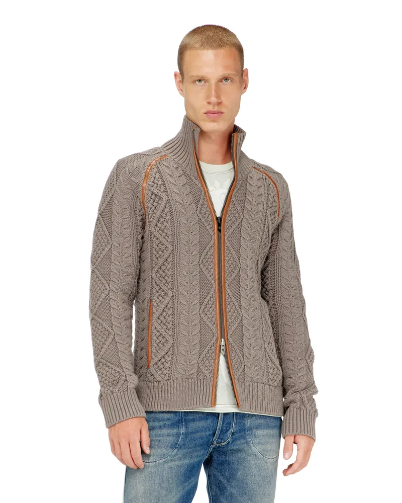 Diesel Zip-Cardigan aus Zopfmusterstrick - Strickwaren - Herren - Grau Grau