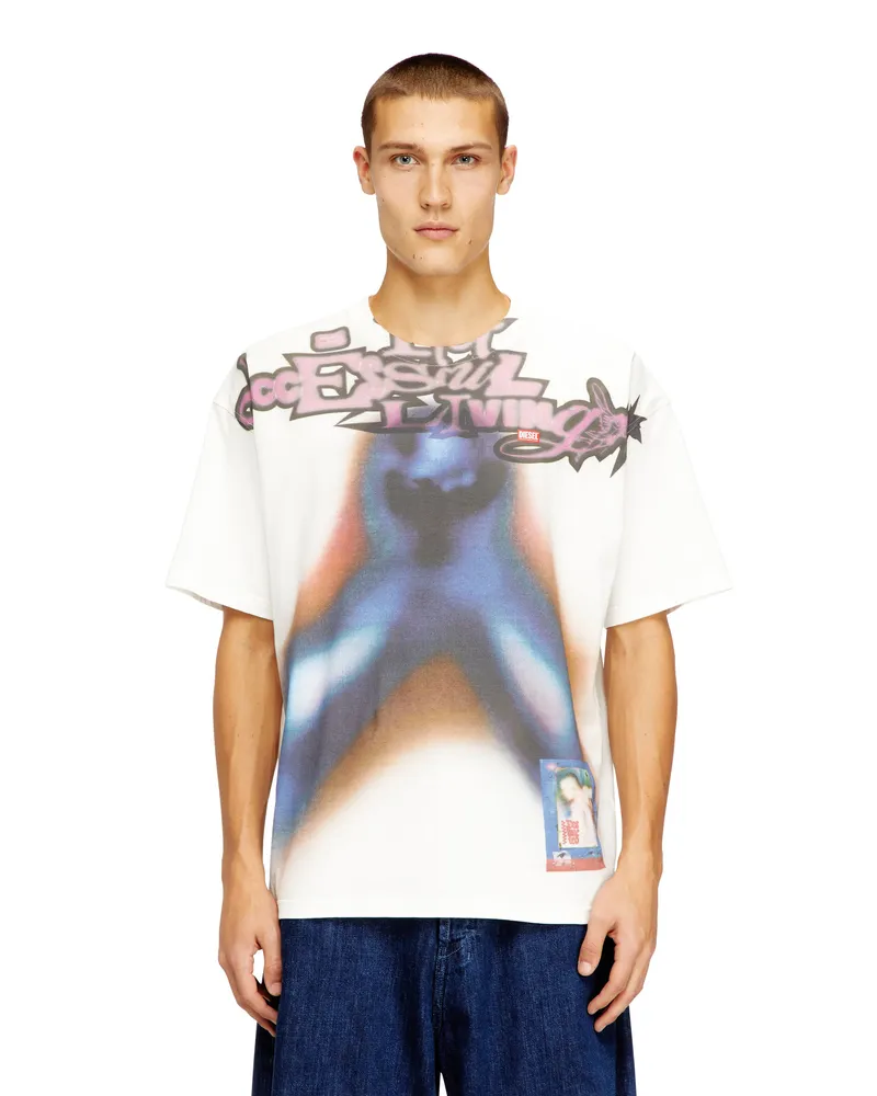 Diesel Entspannte Baumwoll-T-Shirt mit Digitaldruck - T-Shirts - Herren - Bunt Bunt