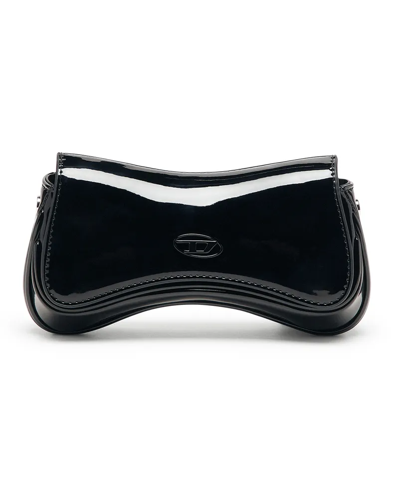 Diesel Play-Kleine Umhängetasche aus glänzend - Schultertaschen - Damen - Schwarz Schwarz