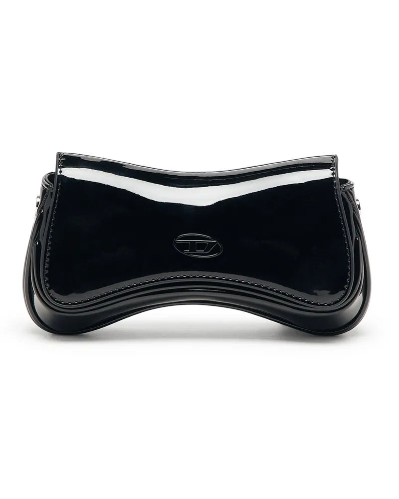 Diesel Play-Kleine Umhängetasche aus glänzend - Schultertaschen - Damen - Schwarz Schwarz