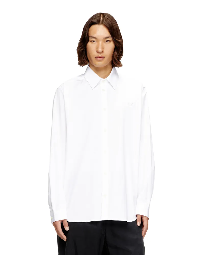Diesel Stretch-Popeline-Hemd mit Stickerei - Hemden - Herren - Weiss Weiss