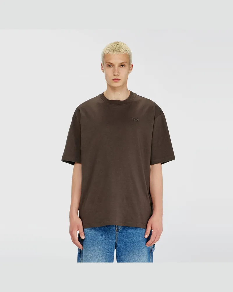 Diesel T-Shirt mit großer Oval D-Stickerei - T-Shirts - Herren - Braun Braun
