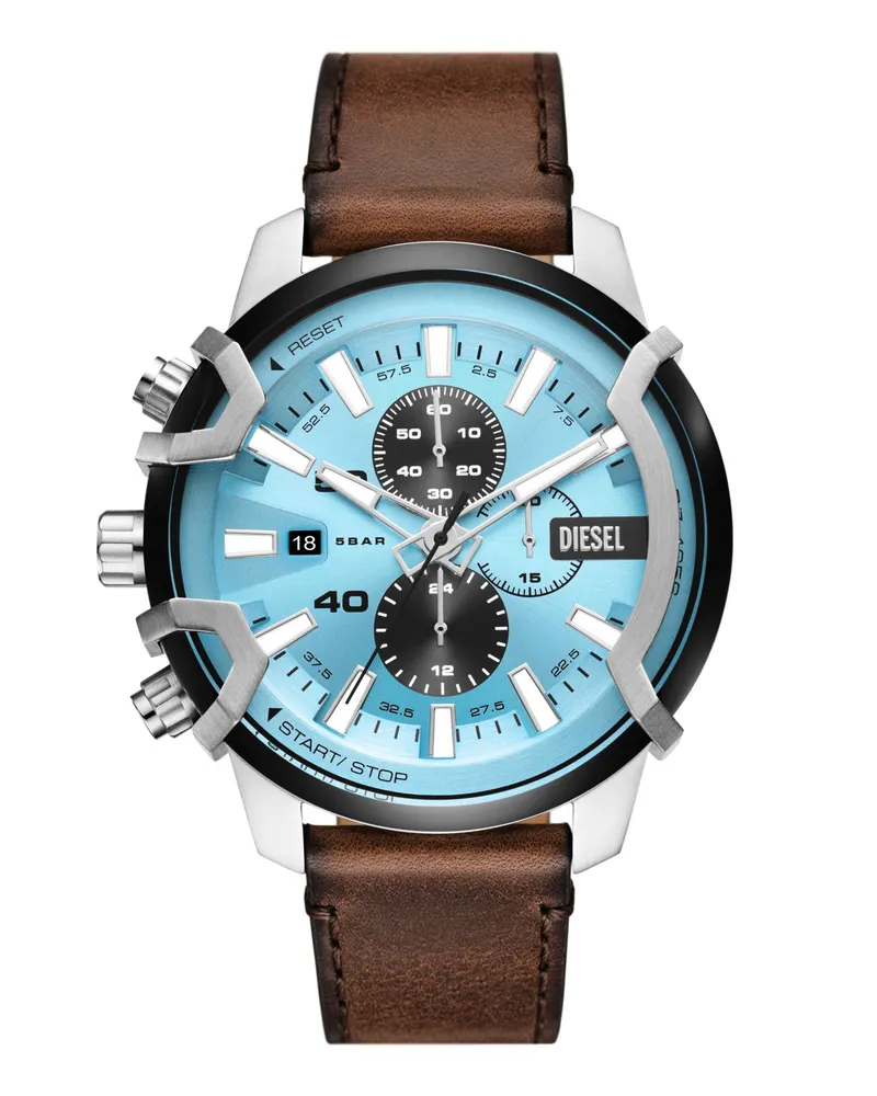 Diesel Griffed Chronograph mit braunem Lederarmband - Uhren -