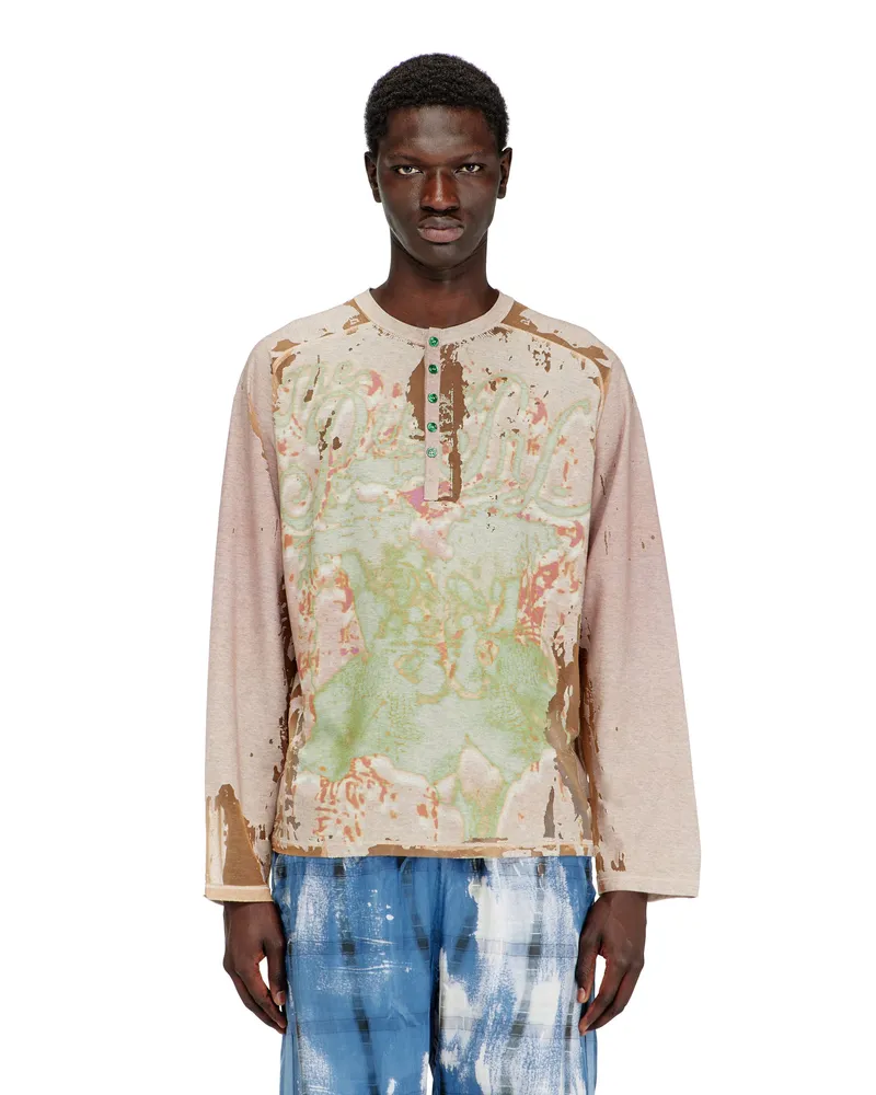 Diesel Henley-Shirt aus bedrucktem Dévoré-Jersey - T-Shirts - Herren - Beige Beige