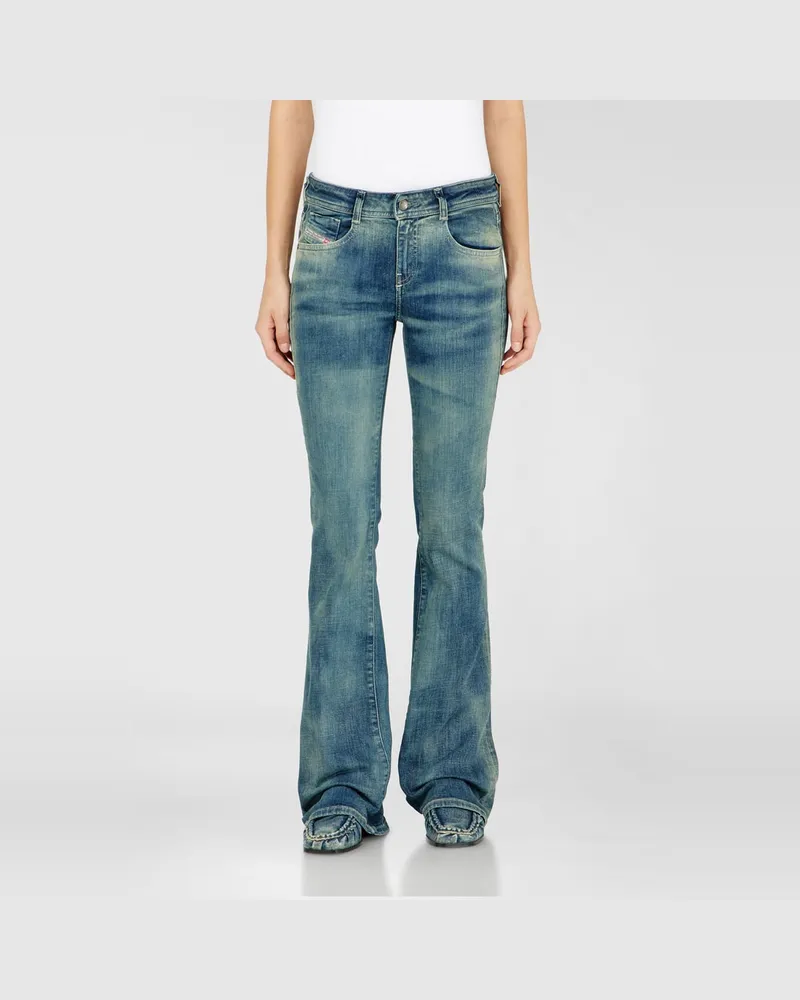 Diesel Bootcut Jeans Low Waist 1969 D-Ebbey, Mittelblau, Reißverschluss Blau