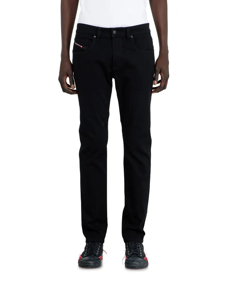 Diesel Slim Jeans Regular Waist 2019 D-Strukt, Schwarz/Dunkelgrau, Reißverschluss Schwarz