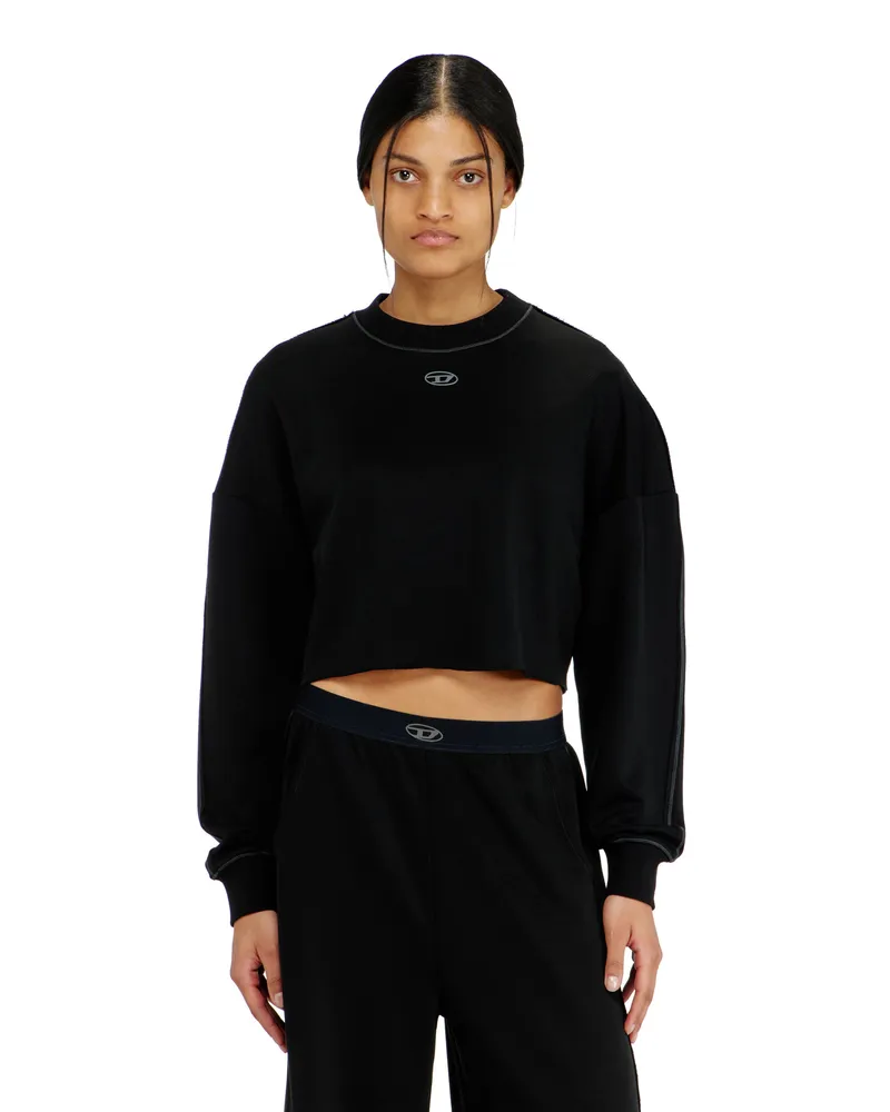 Diesel Crop-Top aus leichtem stretch scuba - Oberteile - Damen - Schwarz Schwarz