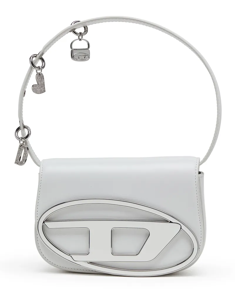 Diesel 1DR - Ikonische Schultertasche aus Leder mit Henkel-Charms - Schultertaschen - Damen - Weiss Weiss
