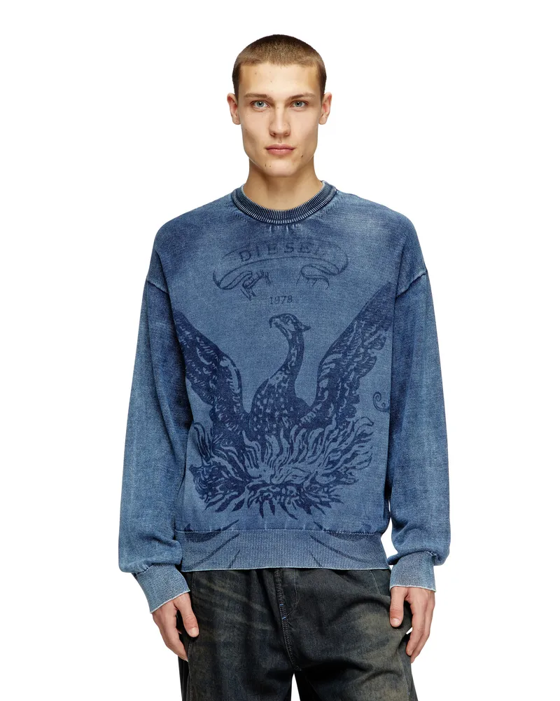 Diesel Indigo-Pullover mit Phoenix-Logo - Strickwaren - Herren - Blau Blau